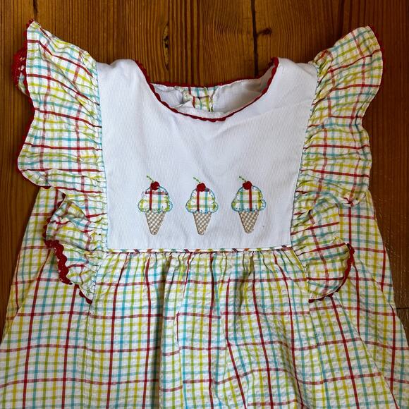 Shrimp & Grits Kids primary color ice cream apron dress SIZE 7 - Picture 2 of 5